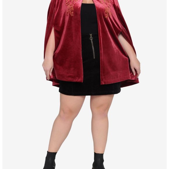 Disney Beauty And The Beast Red Velvet Women's Cape with Gold Embroidery - Picture 9 of 9